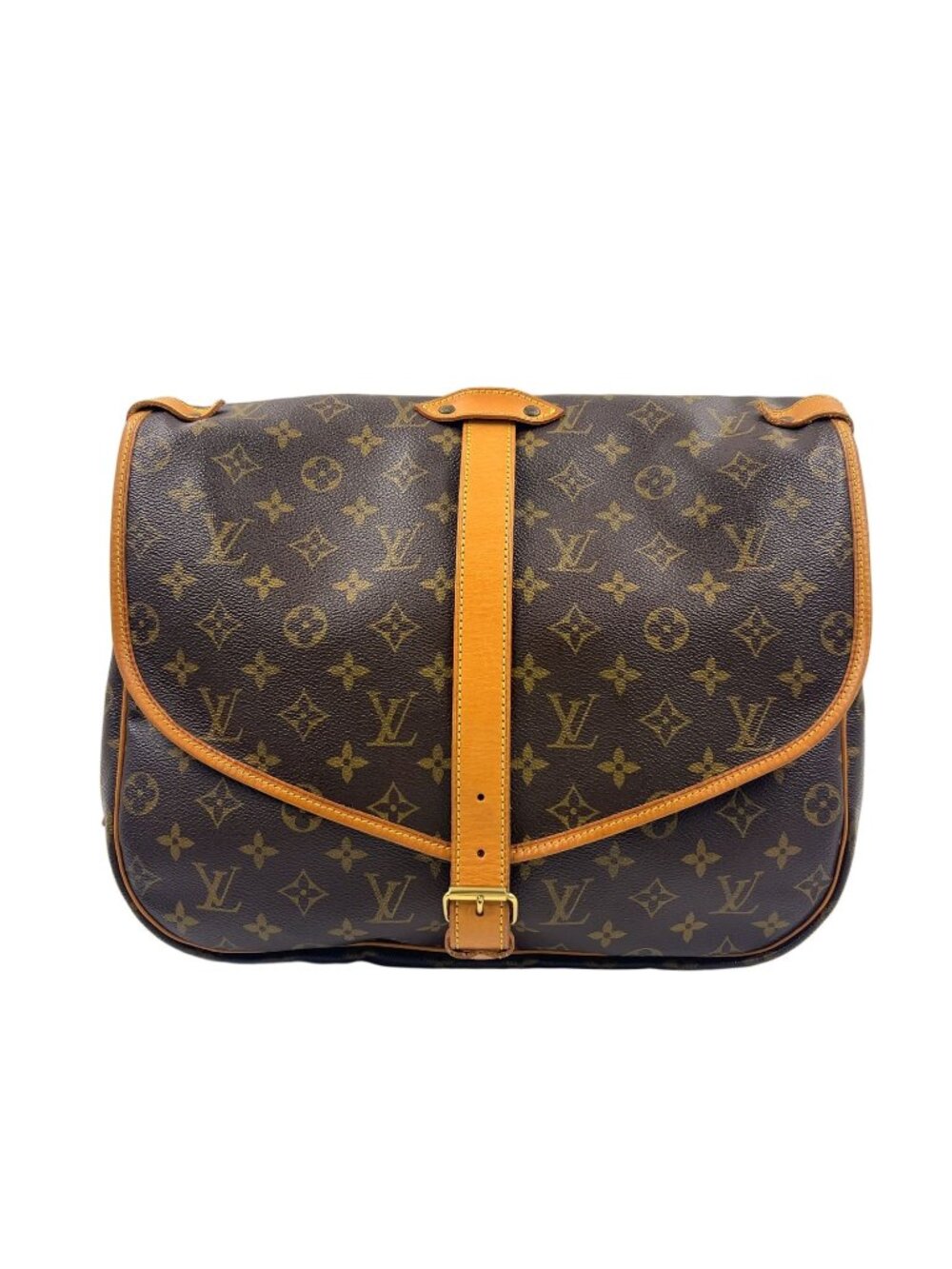 Louis Vuitton Saumur 35 Monogram Leather Brown Light Shoulder Bag Gold - Picture 1 of 15